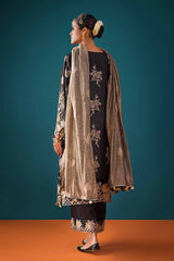 3 Piece Embroidered Unstitched Zari Lawn Shirt with Embroidered Cotton Net Dupatta and Inner PRW-32045