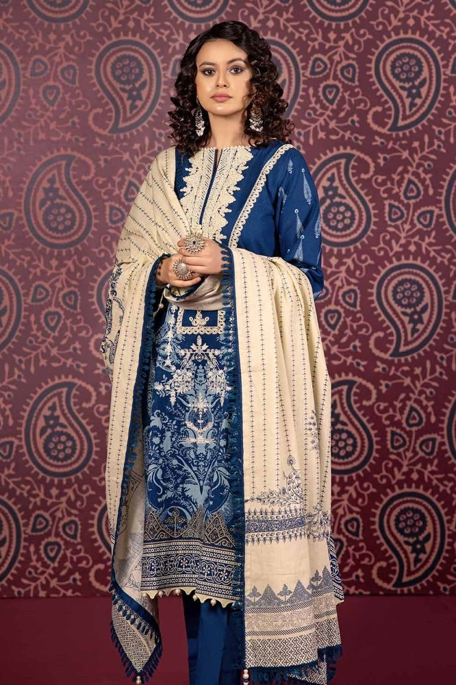 3 Piece Embroidered Khaddar Unstitched Suit with Printed Khaddar Dupatta K-32041