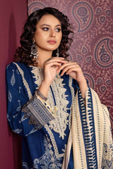 3 Piece Embroidered Khaddar Unstitched Suit with Printed Khaddar Dupatta K-32041