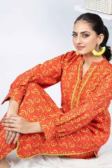 2 Piece Printed Linen Unstitched Shirt with Printed Linen Trouser WNST-32089