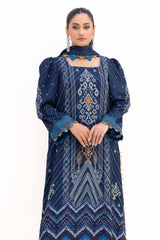 3 Piece Unstitched Printed Dhanak Suit DH-42003