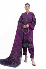 3 Piece Unstitched Printed Dhanak Suit DH-42008