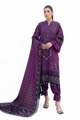 3 Piece Unstitched Printed Dhanak Suit DH-42008