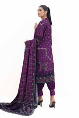 3 Piece Unstitched Printed Dhanak Suit DH-42008