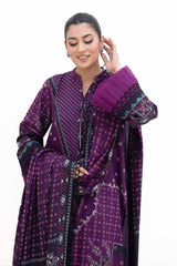 3 Piece Unstitched Printed Dhanak Suit DH-42008