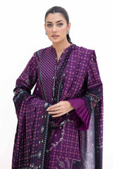 3 Piece Unstitched Printed Dhanak Suit DH-42008
