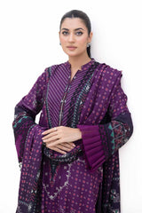 3 Piece Unstitched Printed Dhanak Suit DH-42008