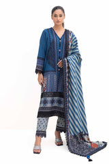 3 Piece Unstitched Printed Dhanak Suit DH-42009