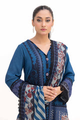3 Piece Unstitched Printed Dhanak Suit DH-42009