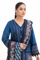 3 Piece Unstitched Printed Dhanak Suit DH-42009