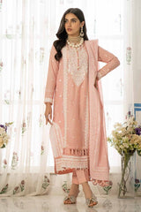 3 Piece Embroidered Lawn Unstitched Suit with Lacquer Printed Denting Lawn Dupatta DN-42004
