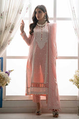 3 Piece Embroidered Lawn Unstitched Suit with Lacquer Printed Denting Lawn Dupatta DN-42004