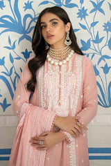 3 Piece Embroidered Lawn Unstitched Suit with Lacquer Printed Denting Lawn Dupatta DN-42004