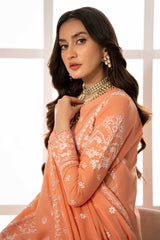 3 Piece Embroidered Lawn Unstitched Suit with Embroidered Denting Lawn Dupatta DN-42009