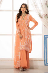3 Piece Embroidered Lawn Unstitched Suit with Embroidered Denting Lawn Dupatta DN-42009