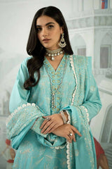 3 Piece Embroidered Lawn Unstitched Suit with Embroidered Denting Lawn Dupatta DN-42011