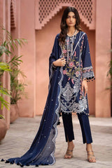 3 Piece Embroidered Lawn Unstitched Suit with Embroidered Denting Lawn Dupatta DN-42012