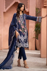 3 Piece Embroidered Lawn Unstitched Suit with Embroidered Denting Lawn Dupatta DN-42012