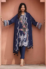 3 Piece Embroidered Lawn Unstitched Suit with Embroidered Denting Lawn Dupatta DN-42012