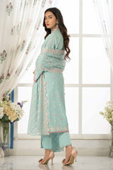 3 Piece Embroidered Lawn Unstitched Suit with Embroidered Denting Lawn Dupatta DN-42017