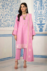 3 Piece Embroidered Lawn Unstitched Suit with Embroidered Denting Lawn Dupatta DN-42018