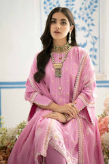 3 Piece Embroidered Lawn Unstitched Suit with Embroidered Denting Lawn Dupatta DN-42018
