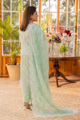 3 Piece Embroidered Printed Lawn Unstitched Suit with Embroidered Printed Denting Lawn Dupatta DN-42022