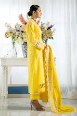 3 Piece Embroidered Lawn Unstitched Suit with Embroidered Denting Lawn Dupatta DN-42024