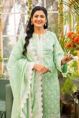3 Piece Embroidered Printed Lawn Unstitched Suit with Denting Lawn Dupatta DN-42030