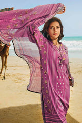 3 Piece Printed Corduroy Unstitched Suit with Cotton Net Dupatta CD-32001 A