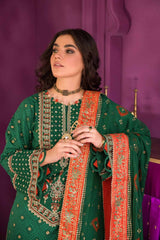 3 Piece Embroidered Chunri Lawn Unstitched Suit With Chiffon Gold and Lacquer Printed Dupatta BM-32015