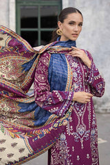 3 Piece Embroidered Khaddar Unstitched Suit with Digital Twill Zari Shawl AP-32013