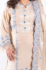 3 Piece Unstitched Embroidered Lawn Suit with Embroidered Denting Lawn Dupatta DN-42041