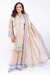 3 Piece Unstitched Embroidered Lawn Suit with Embroidered Denting Lawn Dupatta DN-42041