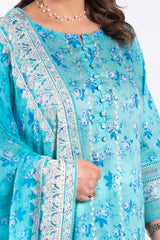 3 Piece Unstitched Embroidered Lawn Suit with Embroidered Printed Chiffon Dupatta BM-52001