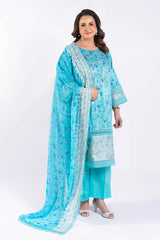 3 Piece Unstitched Embroidered Lawn Suit with Embroidered Printed Chiffon Dupatta BM-52001