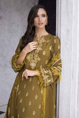 3 Piece Embroidered Pashmina Unstitched Suit with Embroidered Pashmina Shawl AP-32073
