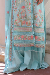 3 Piece Unstitched Embroidered Lawn Suit with Embroidered Chiffon Dupatta PM-52019