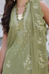 3 Piece Unstitched Embroidered Lawn Suit with Embroidered Chiffon Dupatta PM-52029