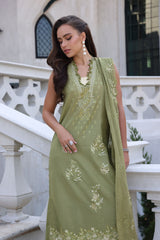 3 Piece Unstitched Embroidered Lawn Suit with Embroidered Chiffon Dupatta PM-52029