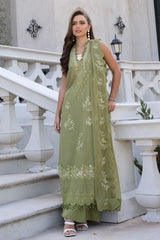 3 Piece Unstitched Embroidered Lawn Suit with Embroidered Chiffon Dupatta PM-52029