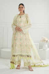 3 Piece Unstitched Embroidered Swiss Voile Suit with Embroidered Chiffon Dupatta LSV-52026