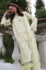 3 Piece Unstitched Embroidered Swiss Voile Suit with Embroidered Chiffon Dupatta LSV-52026