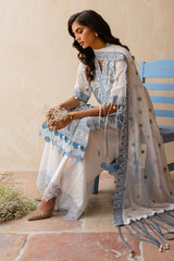 3 Piece Unstitched Embroidered Swiss Voile Suit with Embroidered Chiffon Dupatta LSV-52024