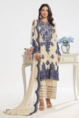 3 Piece Unstitched Embroidered Swiss Voile Suit with Embroidered Chiffon Dupatta LSV-52020