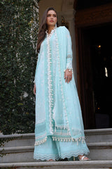 3 Piece Unstitched Schiffli Embroidered Lawn Suit with Embroidered Chiffon Dupatta PM-52038