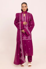 3 Piece Unstithed Embroidered Lawn Suit with Embroidered Denting Lawn Dupatta DN-52014