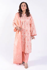 3 Piece Unstitched Lacquer Printed Lawn Suit with Embroidered Denting Lawn Dupatta DN-52002