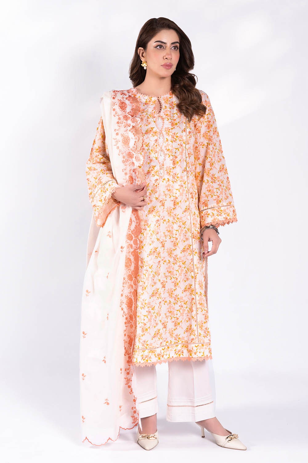 3 Piece Unstitched Printed Lawn Suit with Embroidered Denting Lawn Dupatta DN-52003