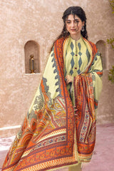 3 Piece Embroidered Khaddar Unstitched Suit with Digital Printed Pashmina Shawl AP-32037